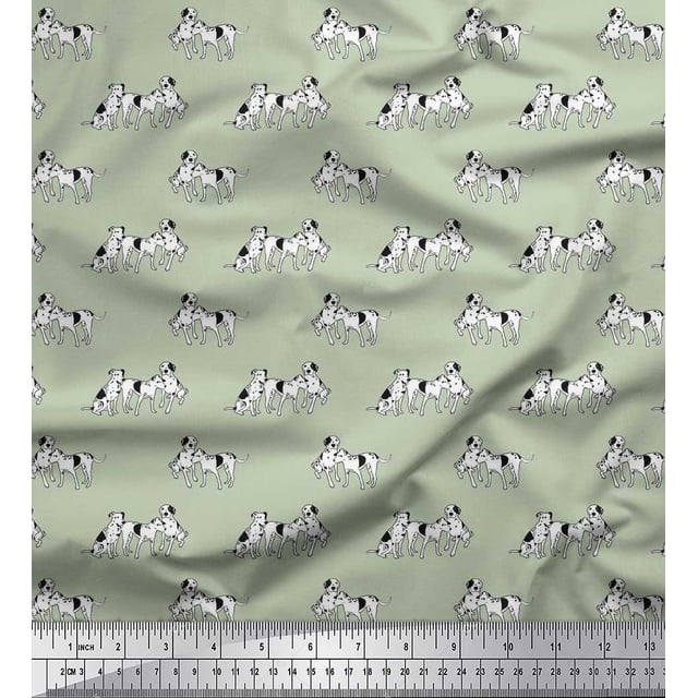 Soimoi Polyester Crepe Fabric Dalmatian Dog Decor Fabric Printed Yard 42 Inch Wide