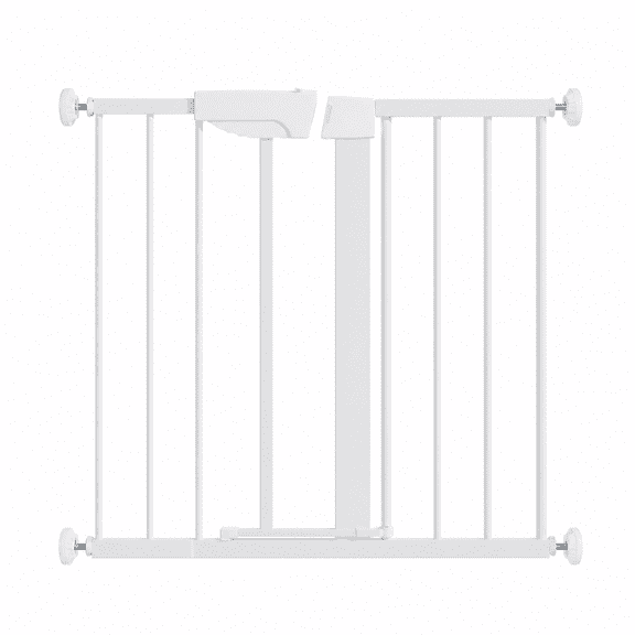 White Pressure Mounted Baby & Pet Gate 29.5"-45.3" Wide with Wall Protector, No Drill Walk Through Safety Gate for Doorways & Stairs