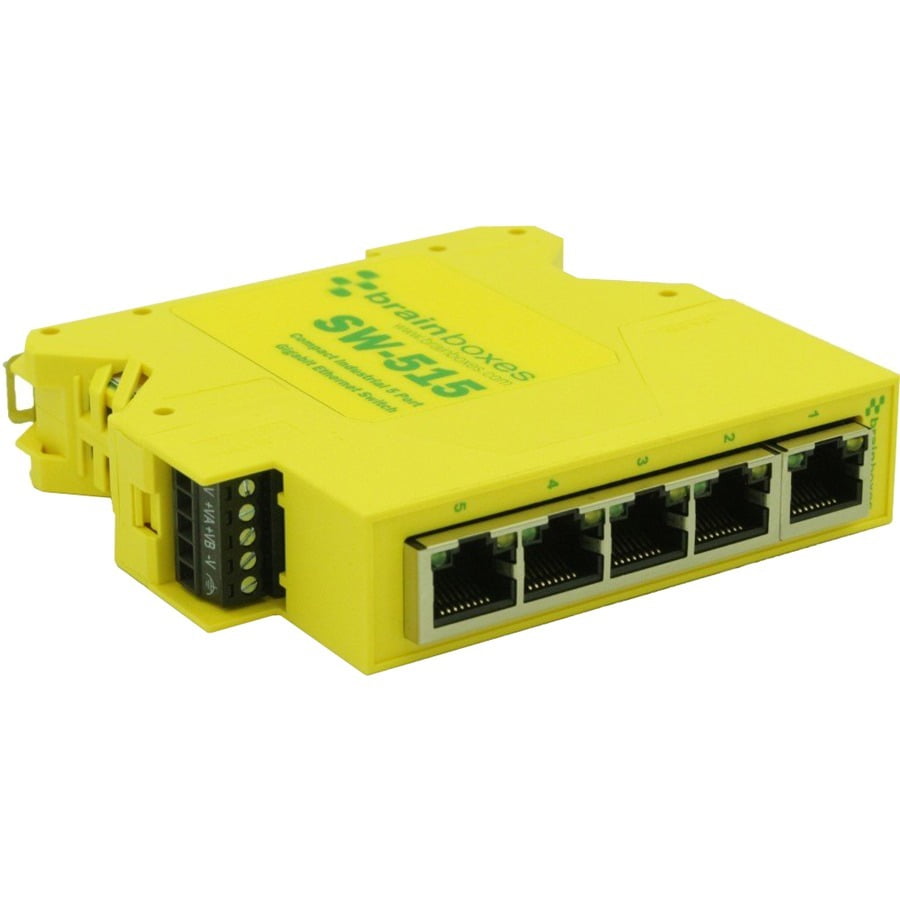 Compact Industrial 5 Port Gigabit Switch DIN Rail Mountable