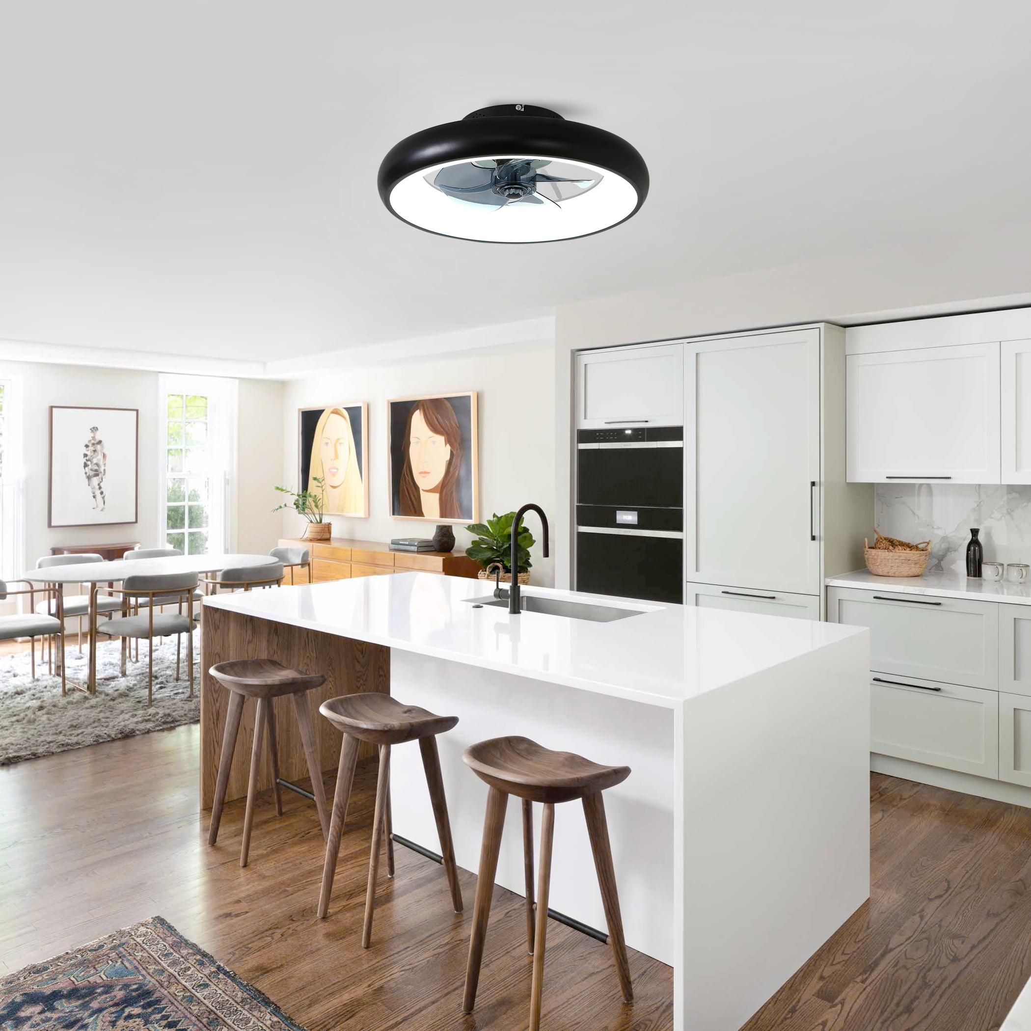 GCGAFUL 18.9" Ceiling Fan with Light and Remote, Flush Mount Led Fan with Stepless Dimming, 6 Speeds, 3 Color Temperatures, Low Profile for Bedroom