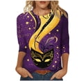 thumbnail image 2 of Aloohaidyvio Mardi Gras Shirts Clearance.Womens Plus Size 3/4 Length Sleeve Tops Casual Summer Shirts Three Quarter Length Sleeve Mardi Gras Blouses, 2 of 5