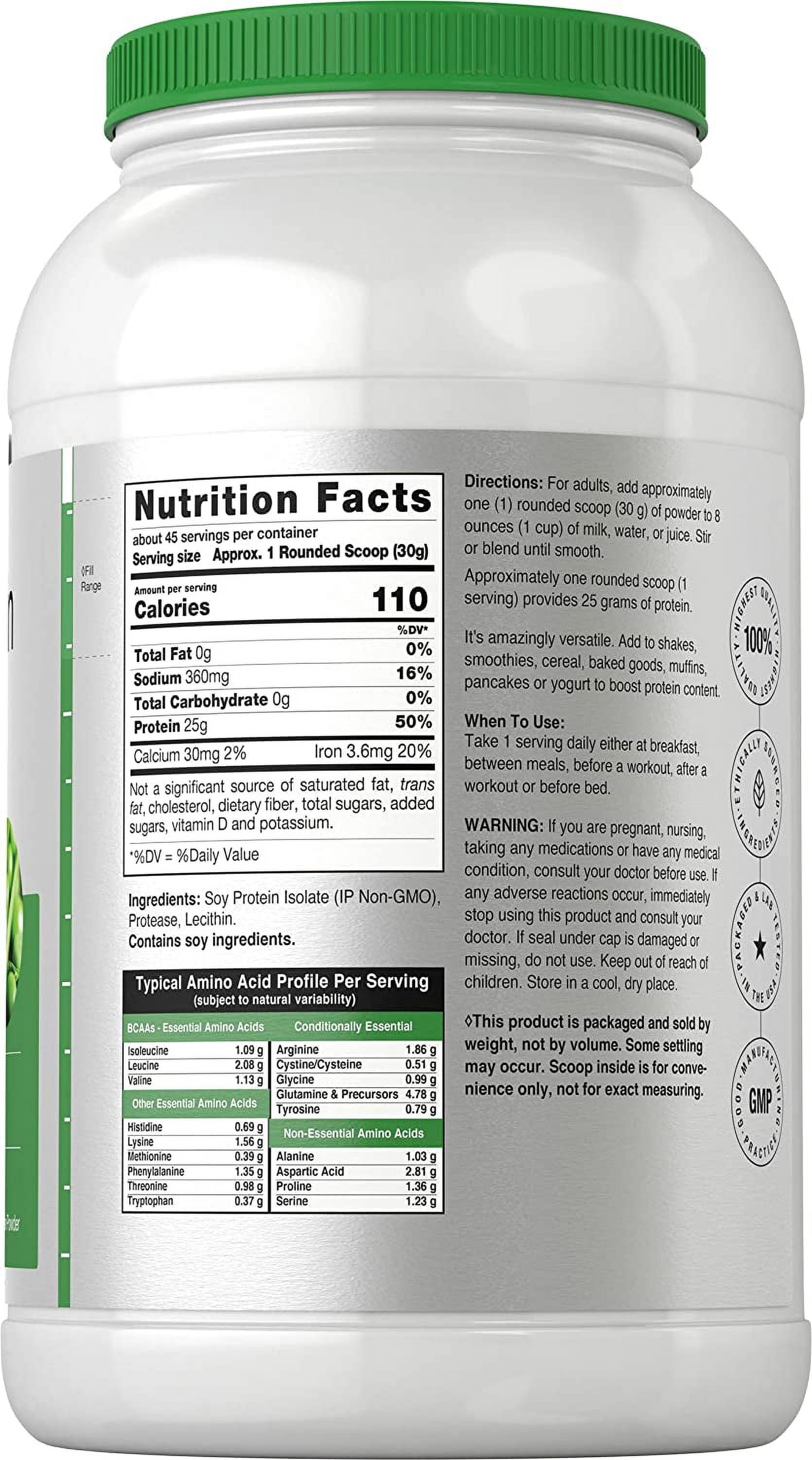 Soy Protein Isolate | 3lb | Vegan Powder for Men and Women | Unflavored | 25g Protein | by Horbaach