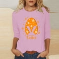 thumbnail image 2 of Midsumdr Easter Tops for Women Trendy Easter Spring Summer Round Neck 3/4 Sleeve Soft Blouse Tops Easter Eggs Cute Bunny Printed Loose Fit Tops, 2 of 4