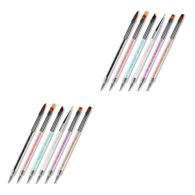 Seitruly 6 Pieces Nail Brush Set Color Crystal Powder Flower Inlaid Anti-slip Elegant Painting Accessories Pens Pole Handle Manicure Type2 NO2 Seitruly CBP256735