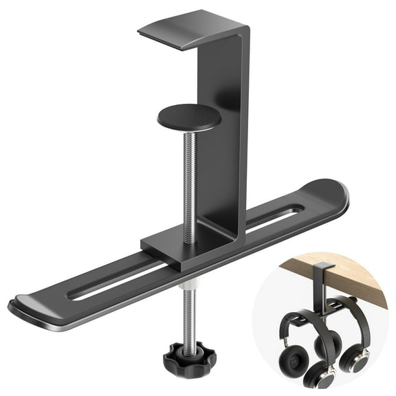 Niffgaff Dual Headphone Desk Hanger Holder: 360 Degree Rotating Mount for Gaming, PS5, Xbox Headphones - Sturdy Aluminum & Adjustable Clamp for PC Desktop, TV Stand,Black