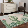 thumbnail image 4 of Summer Cactus Washable Area Rugs 2.7'x5', Pink Flower Tropical Plants Sunset Watercolor Low Pile Throw Living Room Rug Non-Slip Sturdy Edge Binding Carpet for Indoor Entryway Bedside Kitchen, 4 of 9