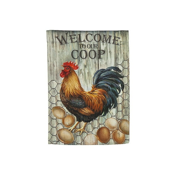 Welcome to Our Coop Garden Suede Flag