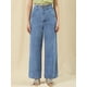 thumbnail image 3 of Vaqueros de Mezclilla de Cintura Alta para mujer Pantalones Largos con Ribete de Algodón Vaqueros de Pierna Ancha Azul XS, 3 of 6