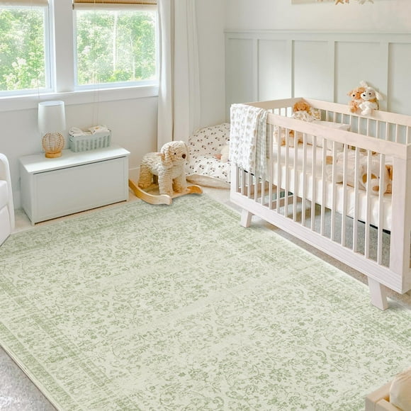 Alfombra BILEEHOME verde salvia para dormitorio, estilo bohemio, 150 x 240 cm