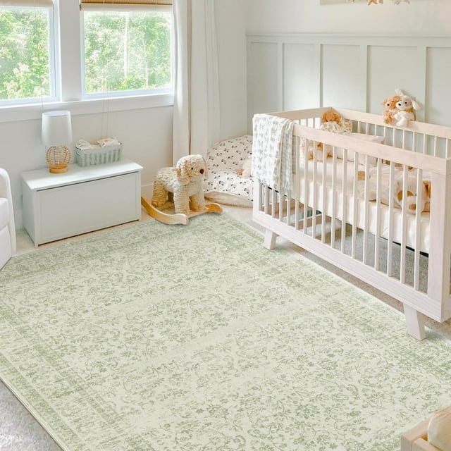 Alfombra BILEEHOME verde salvia para dormitorio, estilo bohemio, 150 x 240 cm
