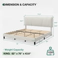 thumbnail image 2 of Novilla King Bed Frame and Headboard, Linen Upholstered King Size Bed Frame with Wood Slats Support, No Box Spring Needed, Heavy Duty Feet, Easy Assembly, White, 2 of 7
