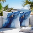 thumbnail image 4 of Outdoor Pillow Cover Abstract Ombre Blue Marble Set of 2 Waterproof Throw Pillowcases White Modern Art Decorative Patio Furniture Pillows for Couch Garden Indoor & Outdoor Use, 4 of 9