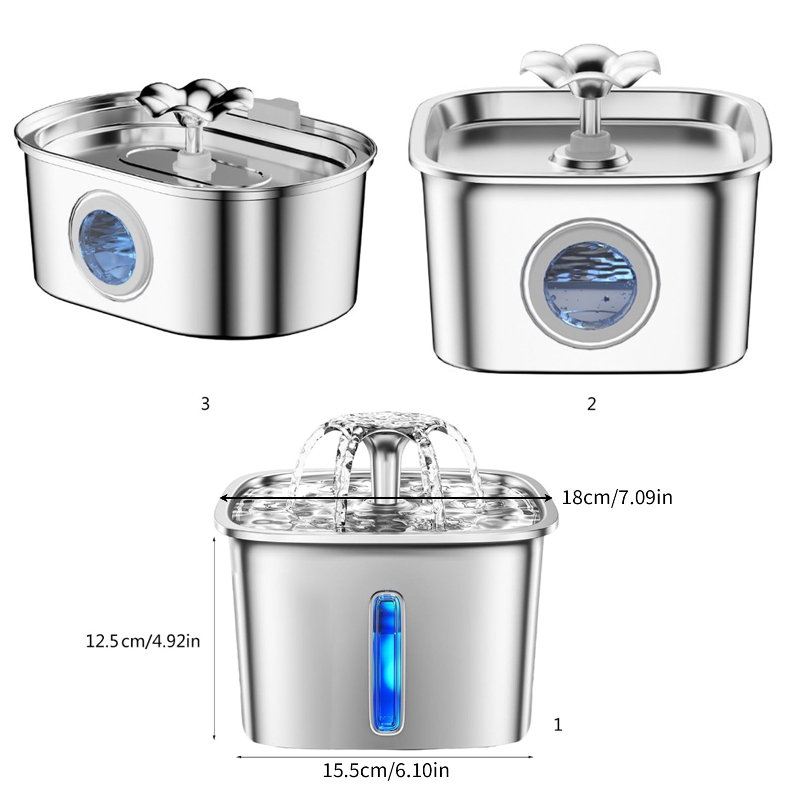 Automatic Pet Water Fountain Electric Waterer Bowl Water Dispenser for Cats Dog Water Purifiers Stainless Steel Fountain