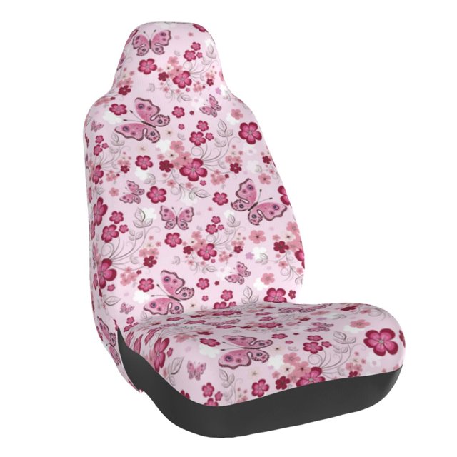 Wukai Flower Butterfly Full Set Car Seat Covers with Soft Padding Universal Auto Front Seats Protector and Cushion Mat