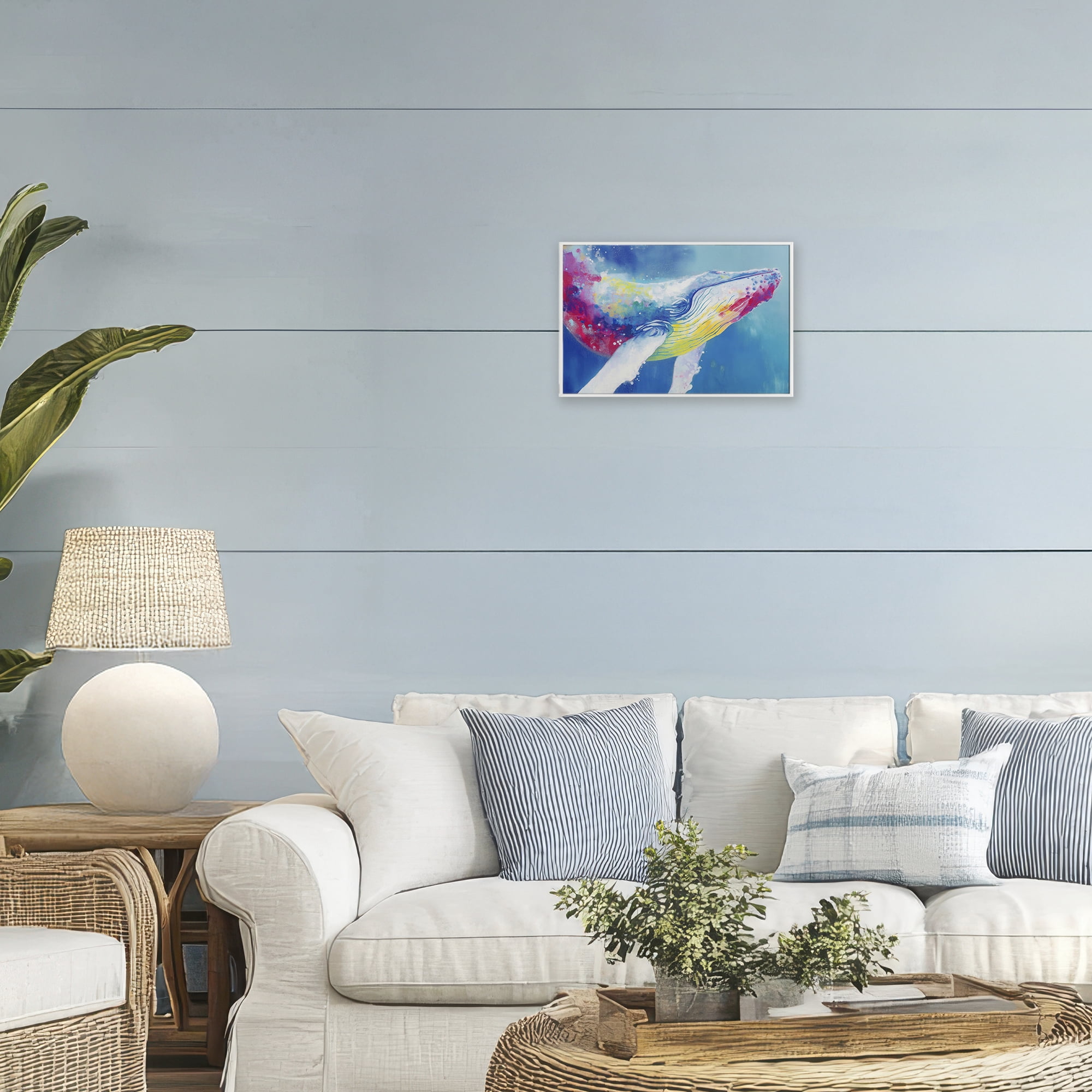 Stupell Industries Breaching Humpback Whale White Framed Giclee Art, design by Chromatic Storm Studio