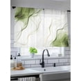 thumbnail image 5 of Sage Green Water Ripple Sheer Curtains 45 inches Long, Vintage Abstract Modern Classic Light Filtering Sheer Window Curtains Rod Pocket Voile Drapes for Bedroom Living Room, 52"W x 45"L 2 Panels, 5 of 7