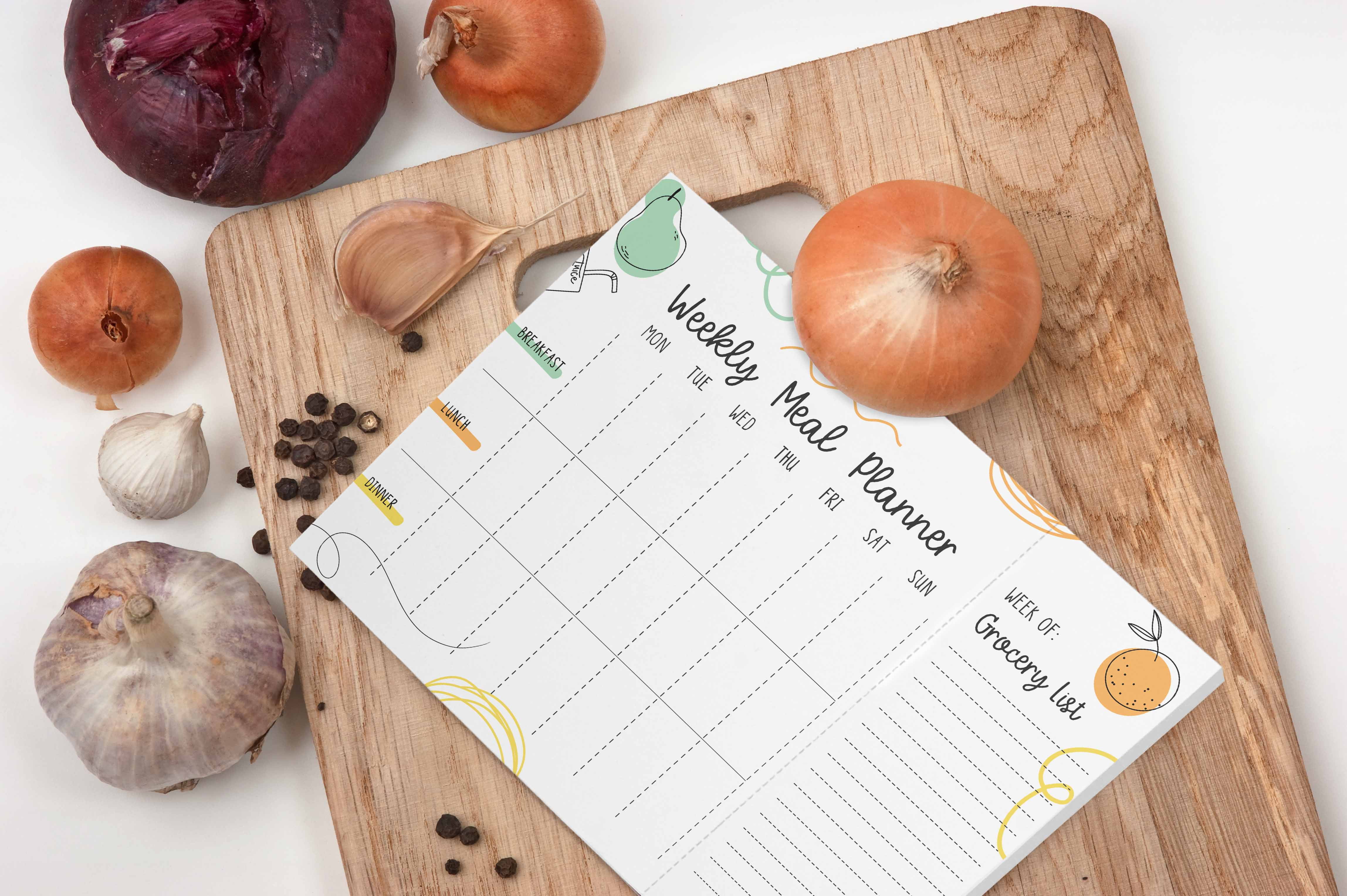 Inkdotpot Weekly Meal Planner Notepad 7"x10 , "Weekly Meal Planner" Magnetic Meal Planning Pad with Tear Off Grocery Shopping List for Fridge- Kitchen & Home - 54 Sheets -9Z