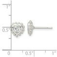 thumbnail image 4 of Auriga Fine Jewelry 925 Sterling Silver Beaded Edge Heart CZ Stud Earrings (L -8.45mm, W - 8.3mm) for Women, 4 of 4