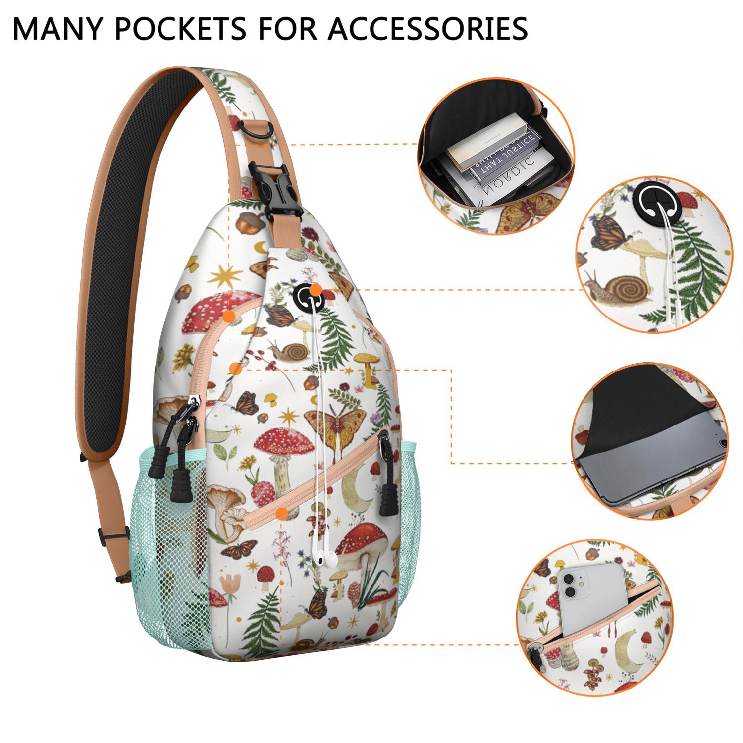 Colorful Weed Sling Bag for Men & Women - Durable Chest Bag with Secure Zippers for Biking & Urban Use - Hemp Leaf & Marijuana Leaf Aesthetic