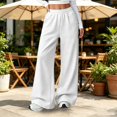 thumbnail image 7 of GiLiling Teen Girls Barrel Sweatpants High Waisted Fleece Baggy School Sweat Pants Barrel Leg Pants High Waisted Baggy Fit Pants (White, 9-10 Years), 7 of 7