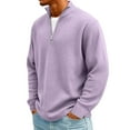 thumbnail image 4 of Purple Quarter Zip Men Corduroy Slim Fit Cozy Pullover Heavy Big and Tall S-5XL, 4 of 6