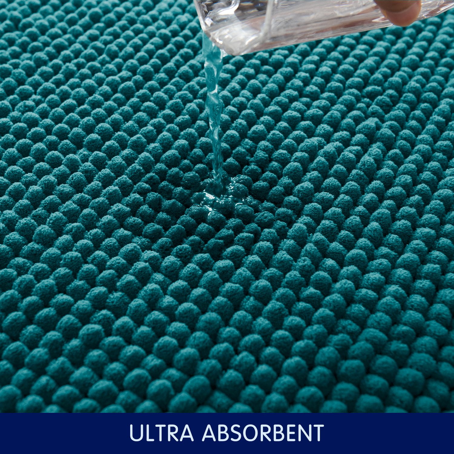 Subrtex Luxury Chenille Bathroom Rug Extra Soft and Absorbent Shaggy Rugs (Blue,20"*32")