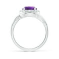 thumbnail image 2 of ANGARA Natural 1.7 ct Amethyst Bypass Engagement Ring with Diamond Halo in 14K White Gold for Women (Size-8mm) | February Birthstone, Anniversary, Jewelry Gift for Women | Natural Amethyst Ring, 2 of 8