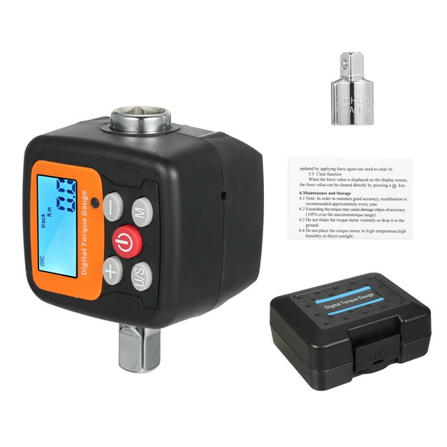 Mistaha Compteur de Couple Numérique avec Fonctions Multifonctionnelles, Mode Temps Réel/crête, 4 Unités de Couple, Piles Non Incluses - ENCC-135 Adaptateur Clé de Couple à Entraînement Carré 1/2 vers Tête Carrée 3/8