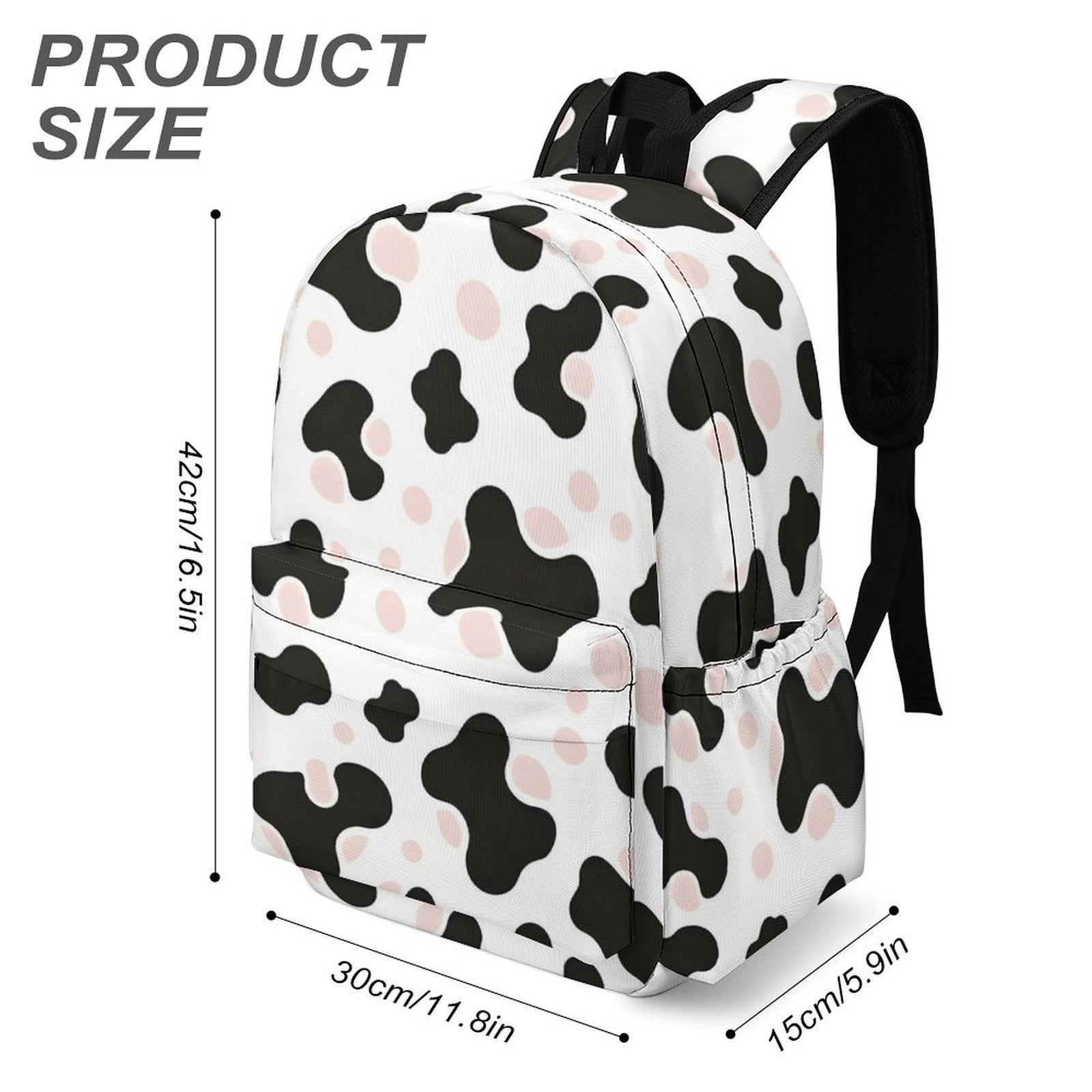 Large Capacity Half Print Backpack 11.8×16.5×5.9in Multifunctional Zipper Design Convenient Switch Simple Cow-print Pattern1_1