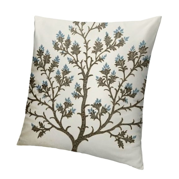 Brown Blue Floral Pillow Covers Spring Flower Leaves Print Decorative Throw Pillow Cases Outdoor Farmhouse Decoration for Sofa Couch Bed