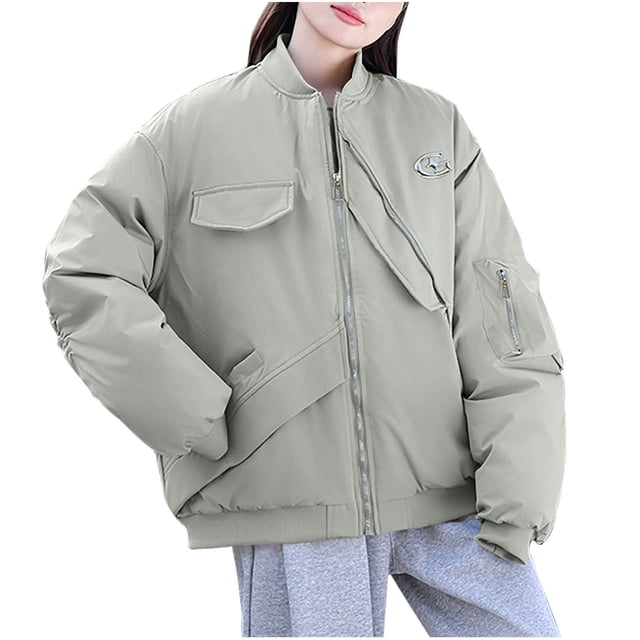 Lenago Hauts en Polyester pour Femmes Mode Décontractée Manches Longues Fermeture Éclair Blouse Manteau Veste Parka Manches Longues pour Femmes