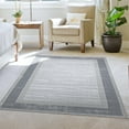 thumbnail image 3 of Ottomanson Machine Washable Cotton 3x6 Flatweave Runner Rug for Bedroom, 2'7" x 6', Gray/Dark Gray Border, 3 of 4