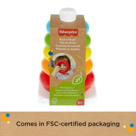 Fisher-Price Rock-a-Stack Ring Stacking Toy for Infants, Made with Plant-Based Materials