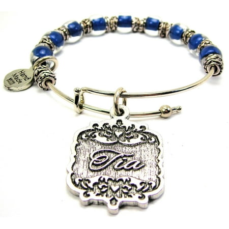 Chubby Chico Charms Tia Victorian Scroll Beaded 9mm Bangle Bracelet Chubby Chico Charms Tia Victorian Scroll Beaded 9mm Bangle Bracelet In Shire Blue