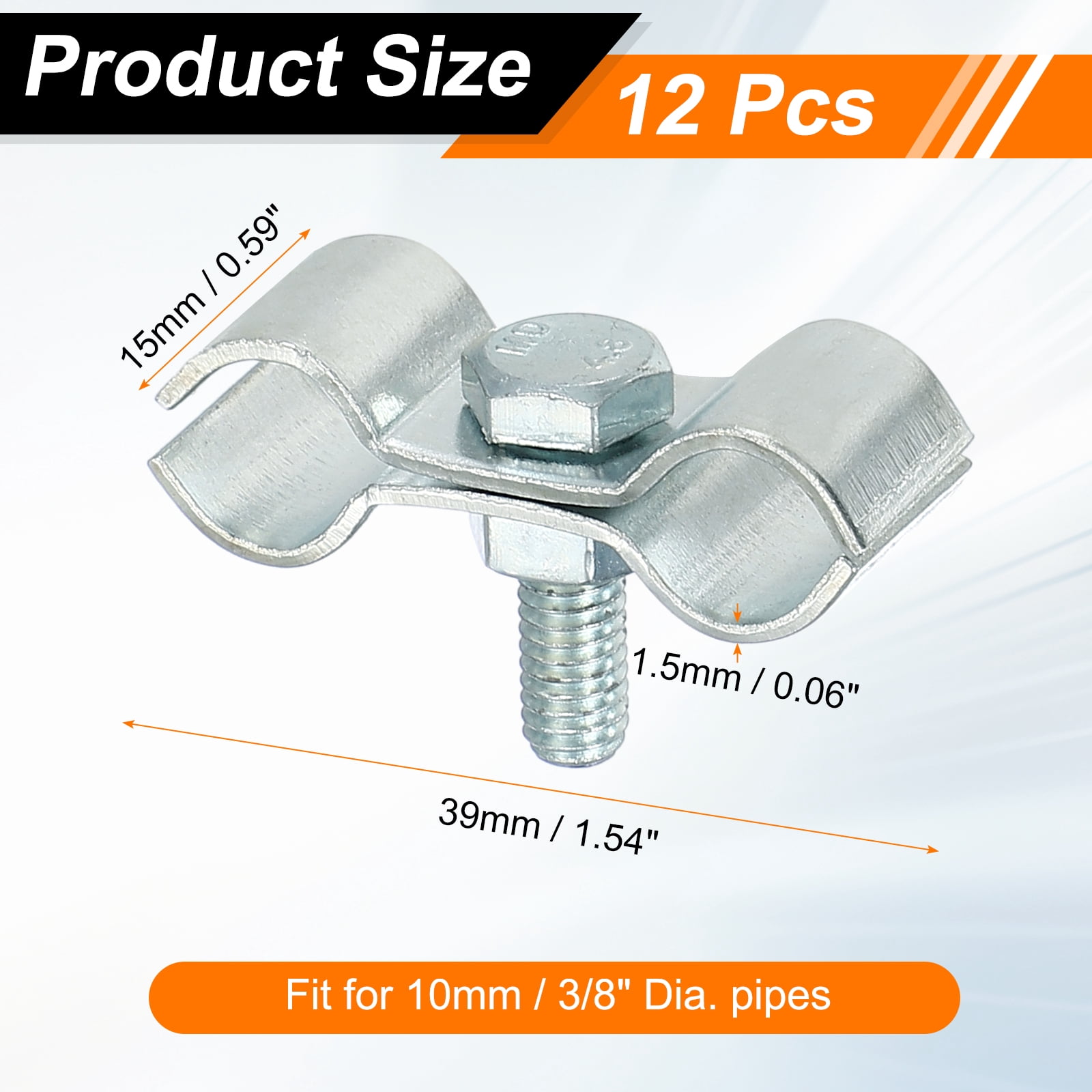 Uxcell 12Pcs Chain Link Fence Panel Clamps 3/8" Galvanized Dog Kennel Clamps Fence Connector Temporary Dog Cage Hardware Parts with Bolts and Nuts for Round Pipe Panel Frame Cage