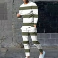 thumbnail image 2 of VBTAPA Mens Sweatsuit 2024 Fall Casual 2 Piece Outfits Long Sleeve Striped Tee Shirt and Drawstring Pants Set Big and Tall Hipster Streetwear Back to College Sale Army Green XXXXXL, 2 of 8