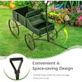 thumbnail image 3 of Wood Wagon Planter - Rustic Outdoor Garden Flower Cart with Wheels, Spacious Decorative Raised Bed for Backyard,  & Balcony, 3 of 7