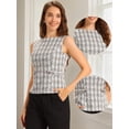 thumbnail image 2 of DARING DIVA Women's Tweed Elegant Crew Neck Business Vest Tops M White Black, 2 of 7