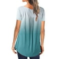 thumbnail image 6 of Summer Savings Clearance Sevevn Women Fashion V- Neck Gradient Printed Tunic Tops Buttons Short Sleeve T-shirt Plain t-shirts for Women Savings Up to 30% Off Great Gifts for Less, 6 of 6
