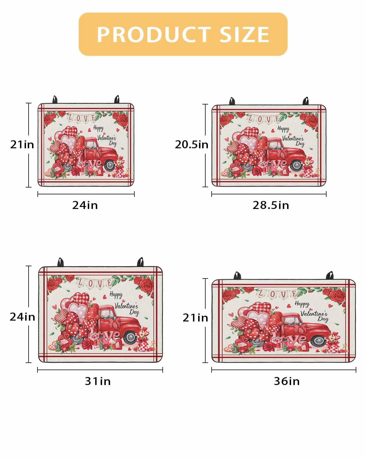 Large Induction Cooktop Protector Mat Valentine's Day Stove Top Covers for Electric Stove, Red Truck Love Roses Gifts Farmhouse Decorative Stove Burner Cover Mats, Glass Top Stove Cover
