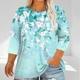 thumbnail image 3 of Womens Plus Size 3/4 Length Sleeve Tops Boat Neck Loose Fit Tee Tunic Blouse XL-5XL, 3 of 5