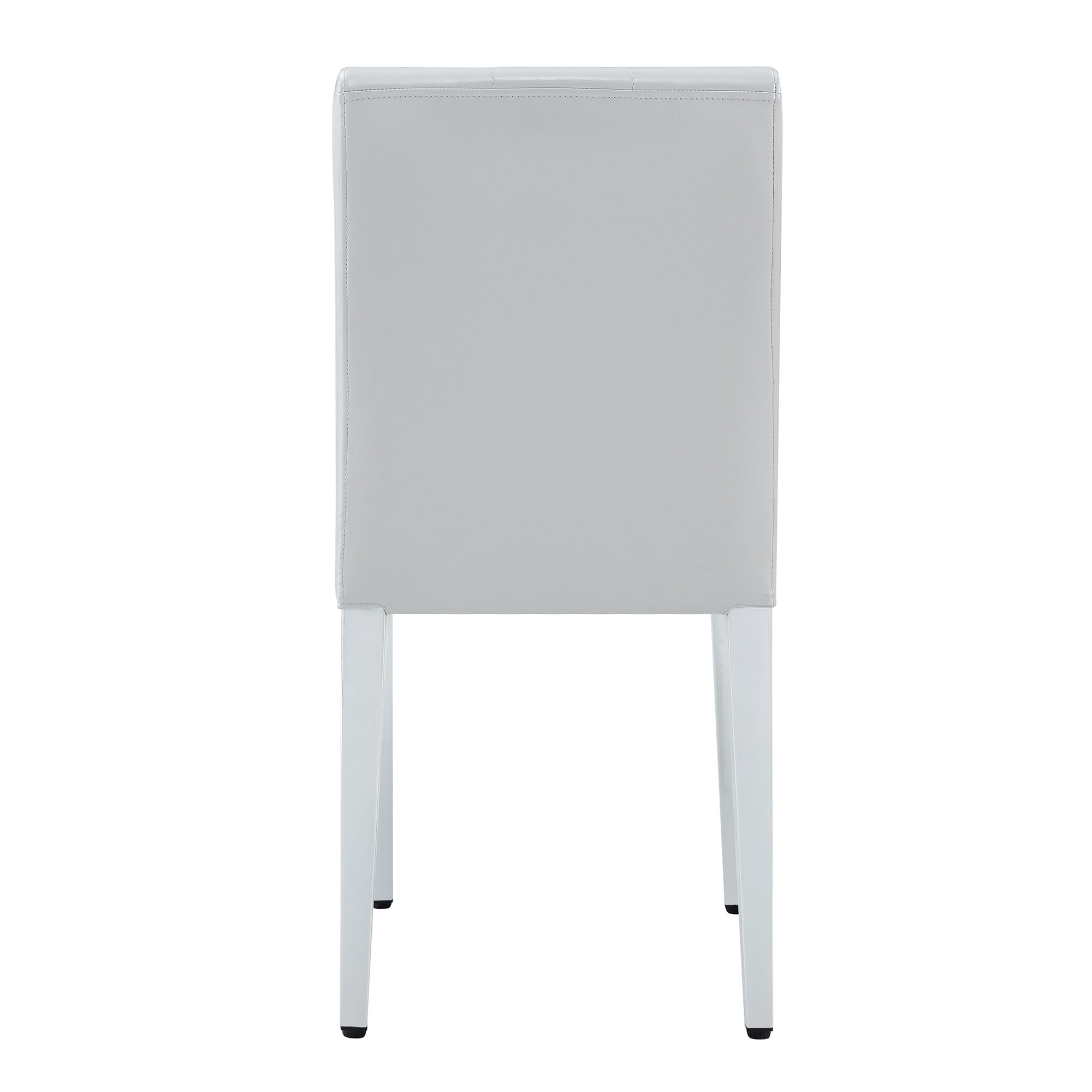 Sailvan PU Dining Chairs, 35 Inch Ergonomic Buckle Backrest with Silver Metal Legs