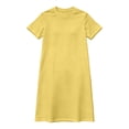 thumbnail image 5 of Women's Crew Neck T-Shirt Dress, Short Sleeve Relaxed Fit Straight Cut Mini Dress, Basic Casual Slimming Dress for Everyday Wear, Spring and Summer Outfits Yellow XXXL, 5 of 5