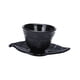 thumbnail image 2 of Juego de posavasos de hierro fundido para taza de té, taza decorativa para oficina, juego de té Kung Fu, color negro Posavasos de hojas, 2 of 9