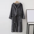 thumbnail image 2 of BLVB Women's Soft Plush Fleece Hooded Bathrobe, Full Length Long Warm Hooded Lounge Robe Housecoat with Pockets, 2 of 3
