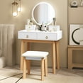 thumbnail image 3 of Patiojoy Vanity Desk Set with Lighted Mirror Dressing Table with 3-Color LED Lights, 3 of 9