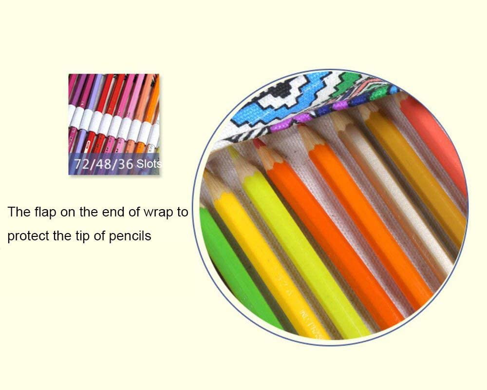 molshine Colored Canvas Pencil Roll Wrap 48 Slot - Portable Pen Storage  Organization Holder for Artist Painter Student Sketch(No Pencils) (Colorful