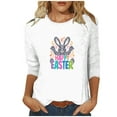 thumbnail image 3 of BiZtdJrK 3/4 Length Sleeve Womens Tops 2025 Easter Cute Rabbit Graphic Tees Shirt Casual Loose Fit Crewneck Pullover Blouses White L Prime Today, 3 of 5