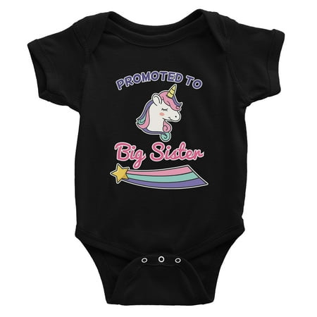

Promoted To Big Sister Baby Announcement Baby Bodysuit Gift Black