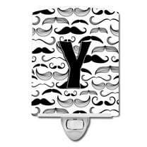 Caroline's Treasures CJ2009-YCNL Letter Y Moustache Initial Ceramic Night Light, 6x4x3", multicolor